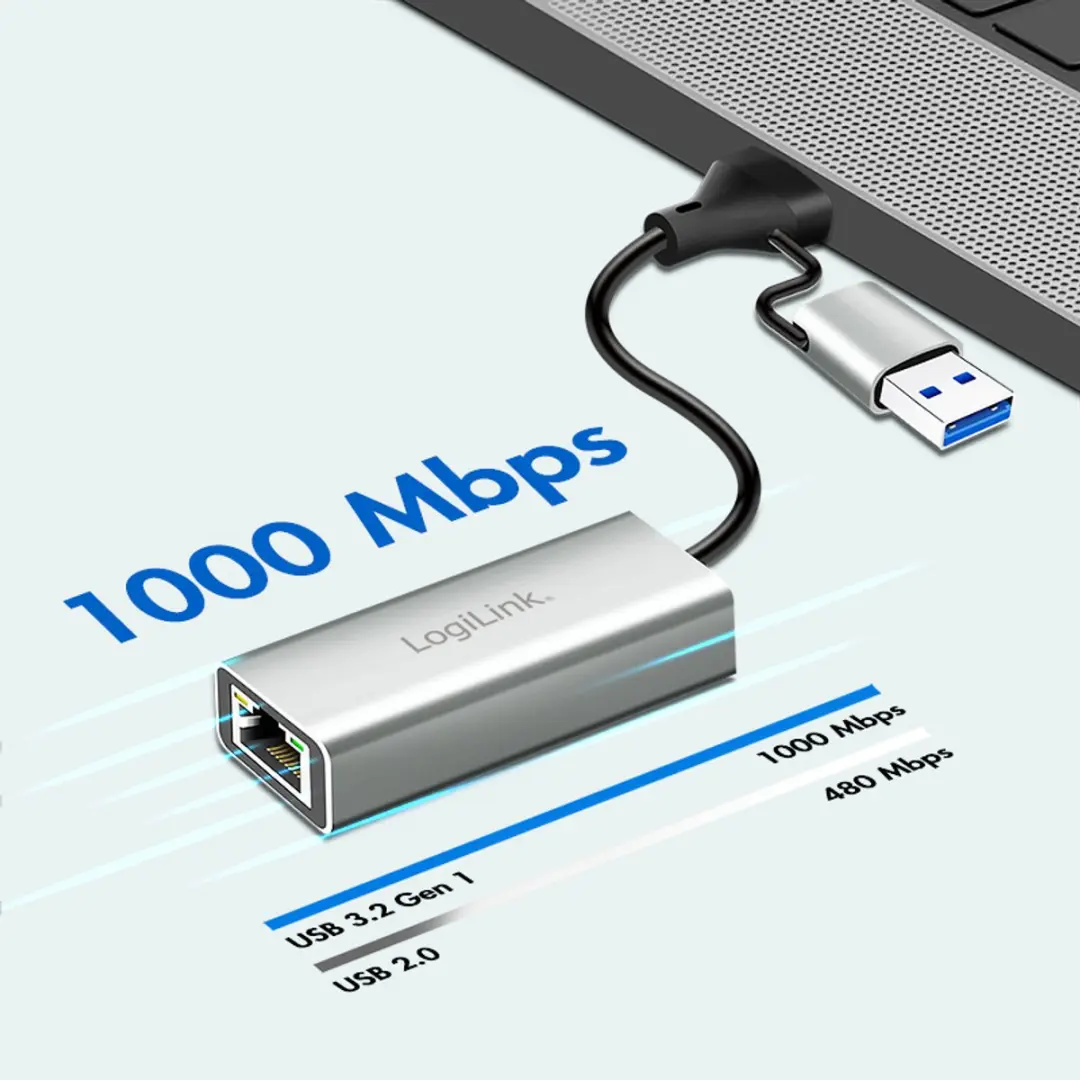 LogiLink UA0238B USB-C naar Gigabit Ethernet Adapter - Grijs - afbeelding 4 van 6
