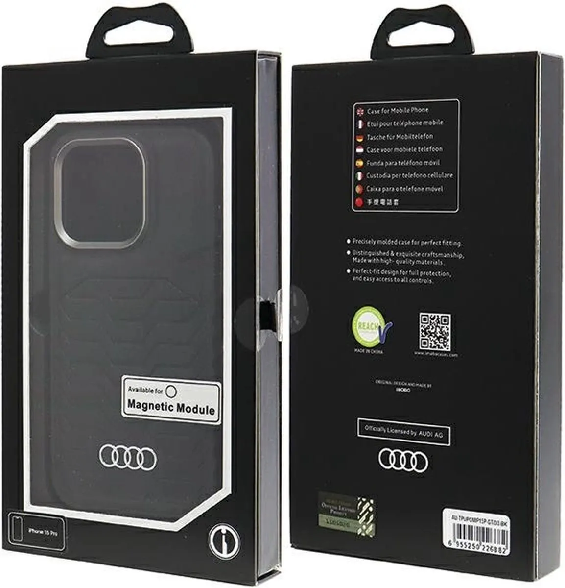 Audi Synthetisch Leren Hoesje iPhone 15 Pro - MagSafe - Zwart - afbeelding 4 van 6