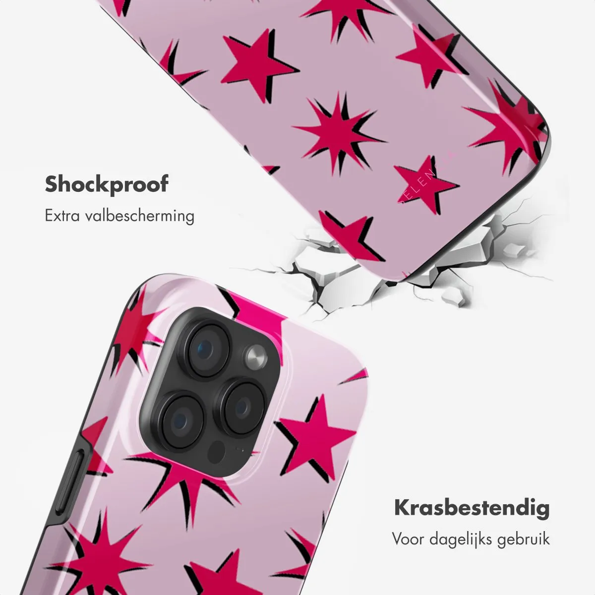 Selencia Hoesje iPhone 15 Pro - Stars Rubine Red Light Pink - MagSafe - afbeelding 4 van 6