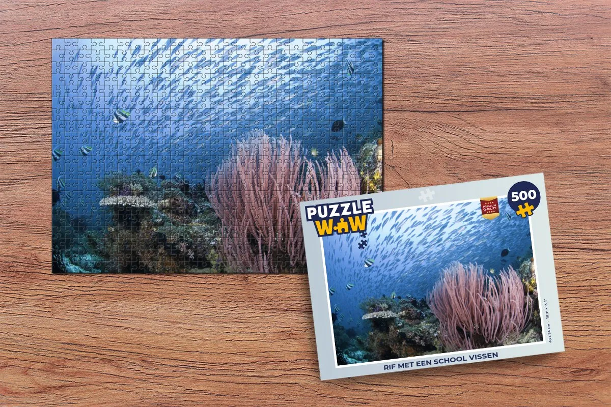 PuzzleWow Rif met een school vissen Legpuzzel 500 Stuks - Multicolor