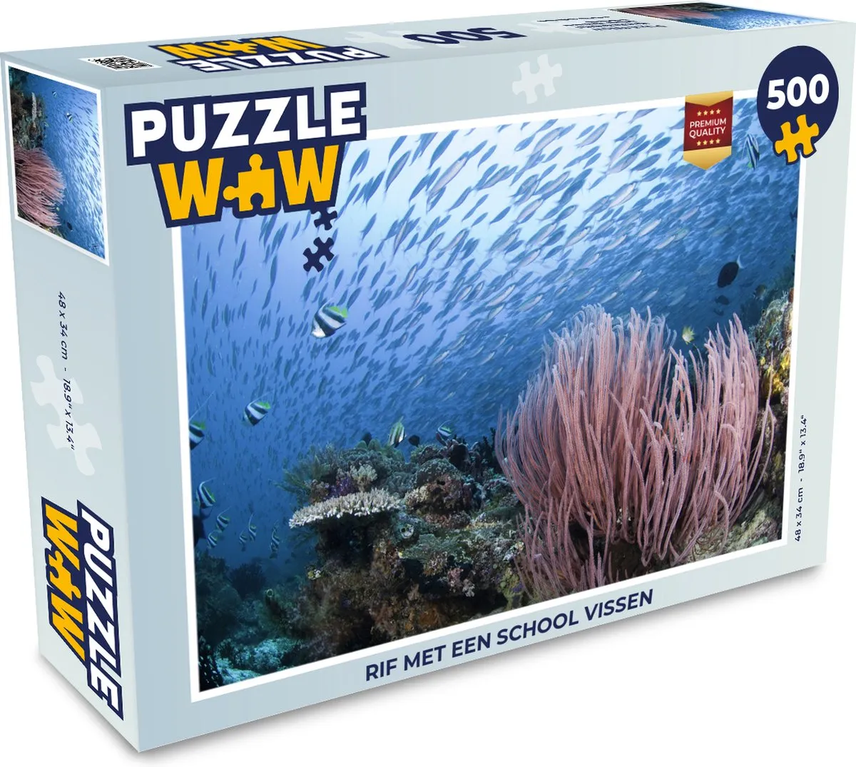 PuzzleWow Rif met een school vissen Legpuzzel 500 Stuks - Multicolor