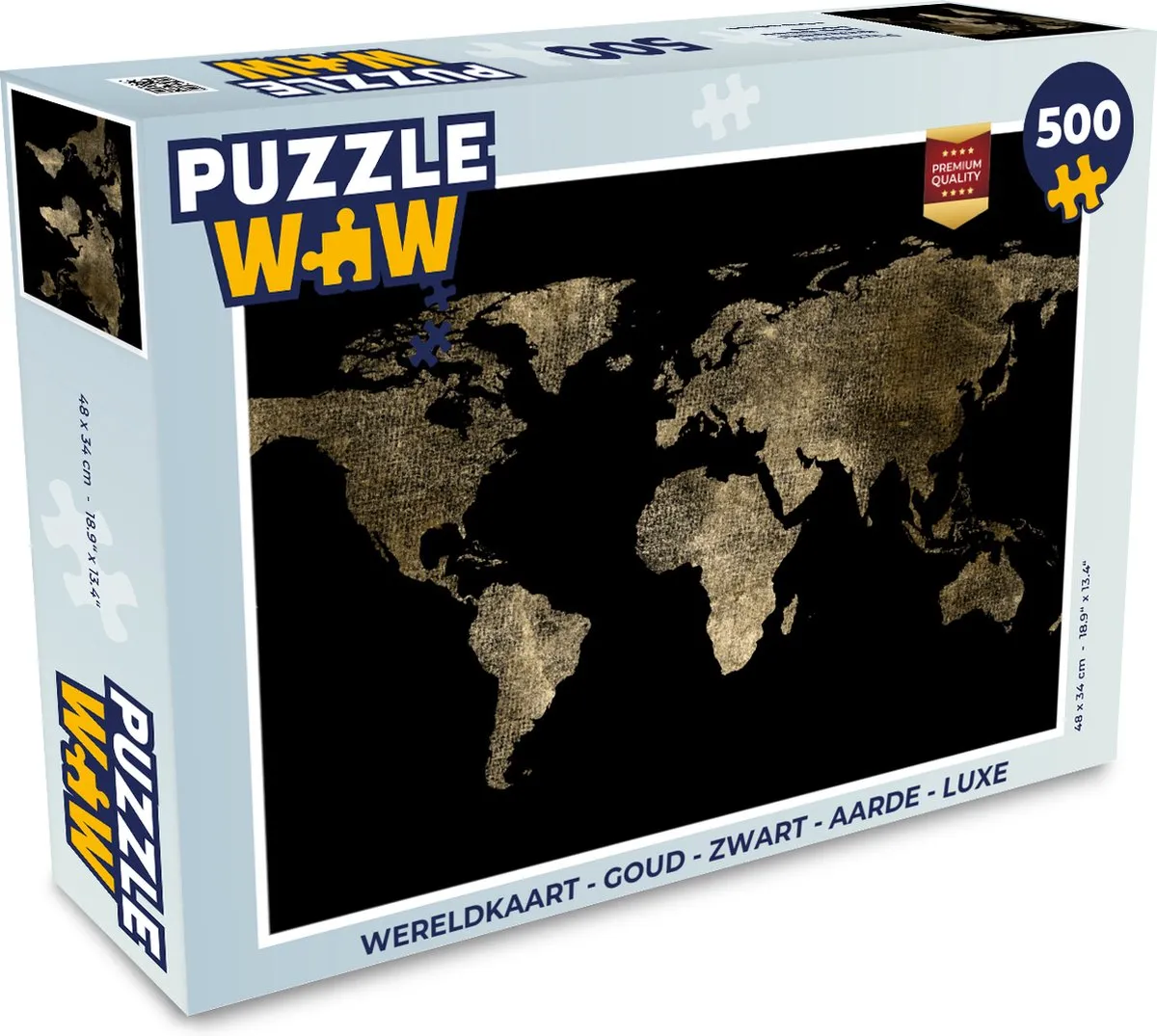 PuzzleWow Wereldkaart Puzzel 500 Stuks