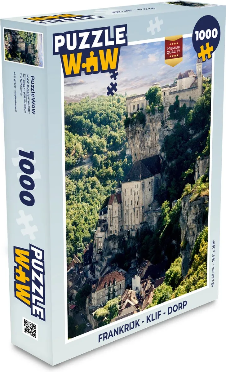 PuzzleWow Frankrijk Klif Dorp Legpuzzel 1000 Stuks