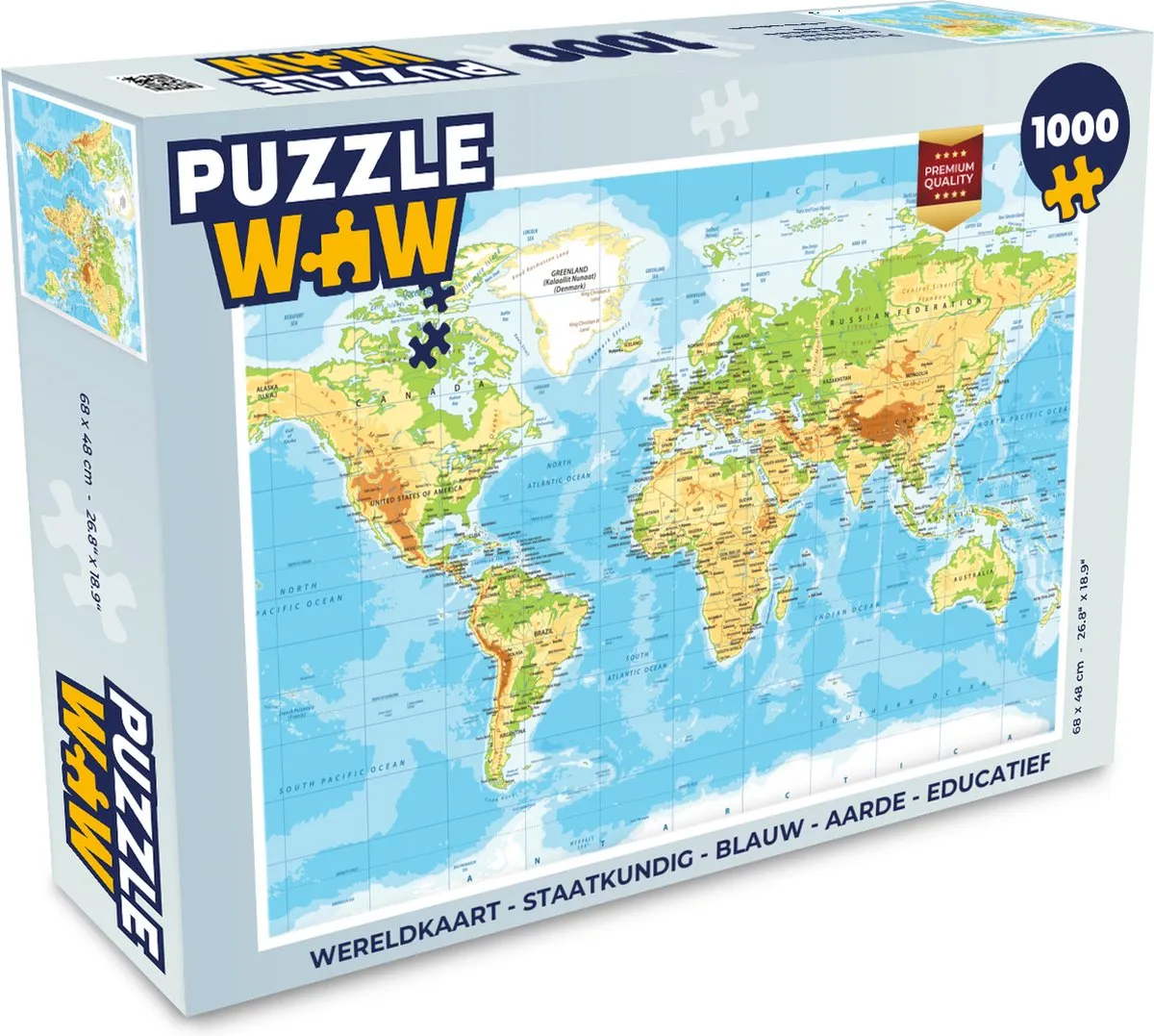 PuzzleWow Wereldkaart Puzzel 1000 Stuks