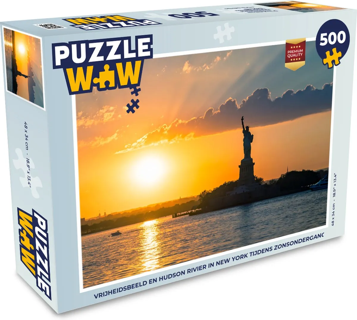 PuzzleWow Legpuzzel Vrijheidsbeeld Hudson Rivier 500 Stuks