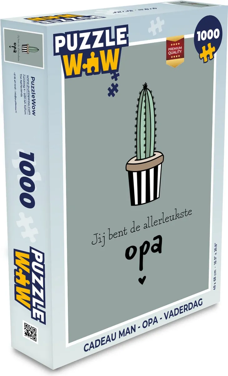 PuzzleWow Opa Jij bent de allerleukste opa Legpuzzel 1000 Stuks - Multicolor