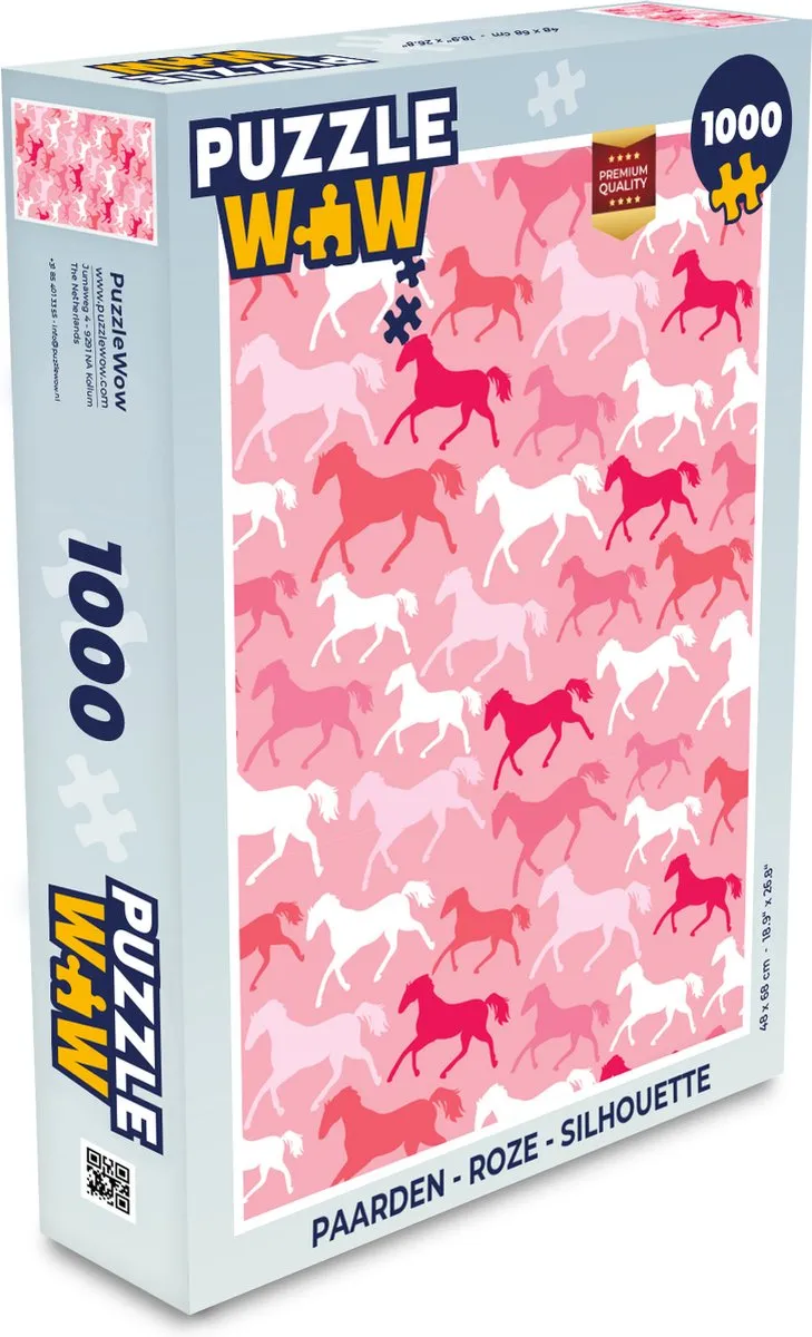 PuzzleWow Paarden Silhouette Legpuzzel 1000 Stuks - Multicolor