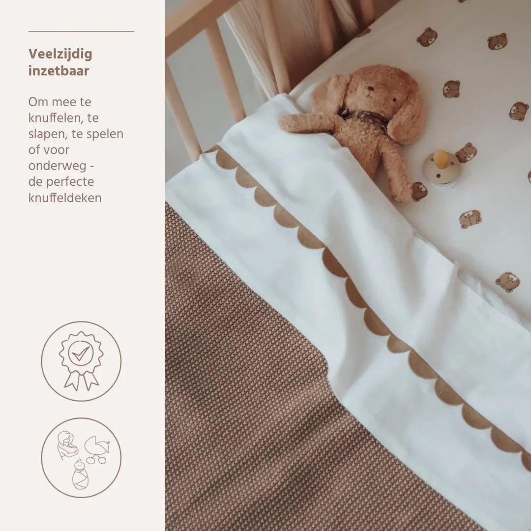 Meyco Baby Mini Relief Wiegdeken - 75x100cm - Dark Taupe - afbeelding 3 van 5