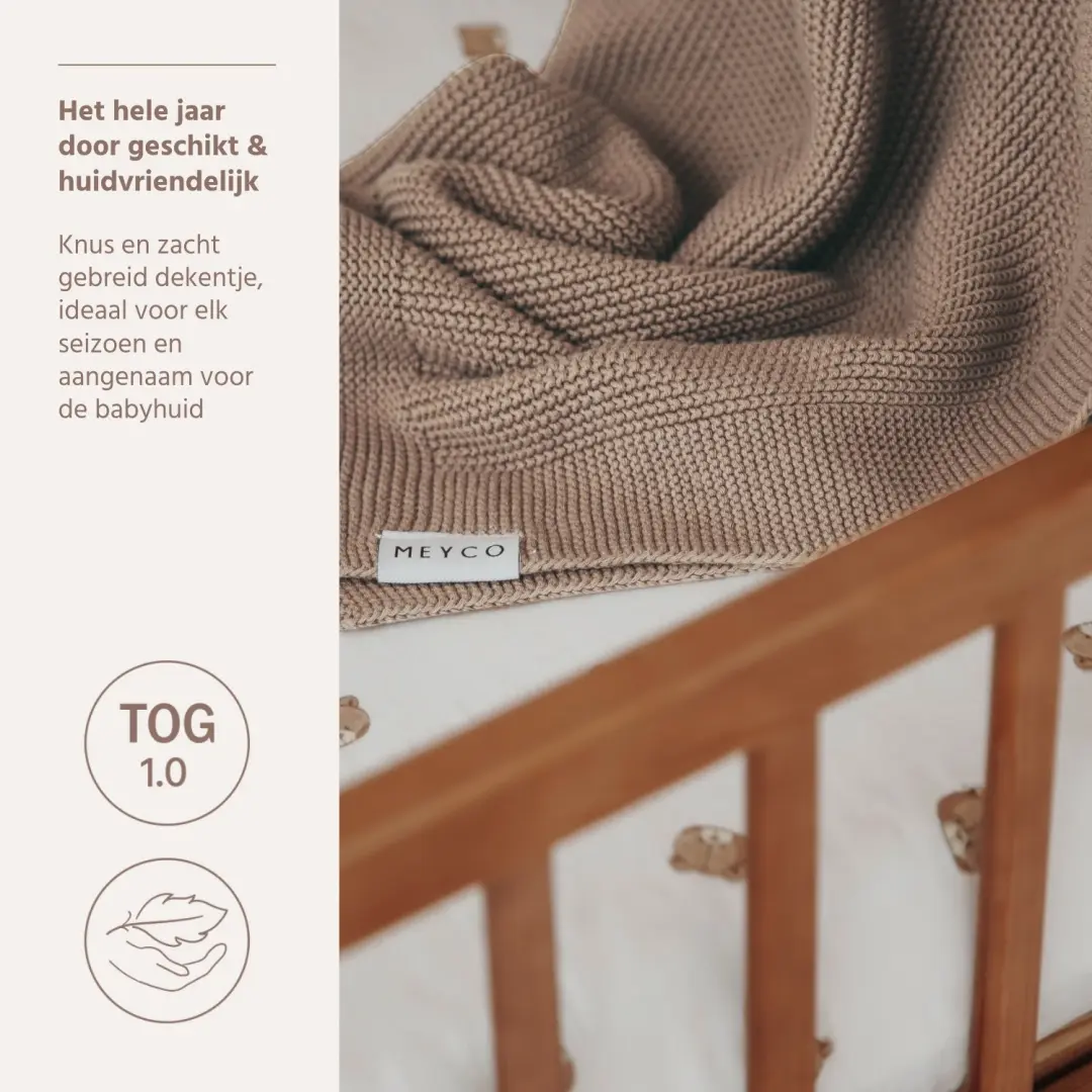 Meyco Baby Mini Relief Wiegdeken - 75x100cm - Dark Taupe - afbeelding 4 van 5