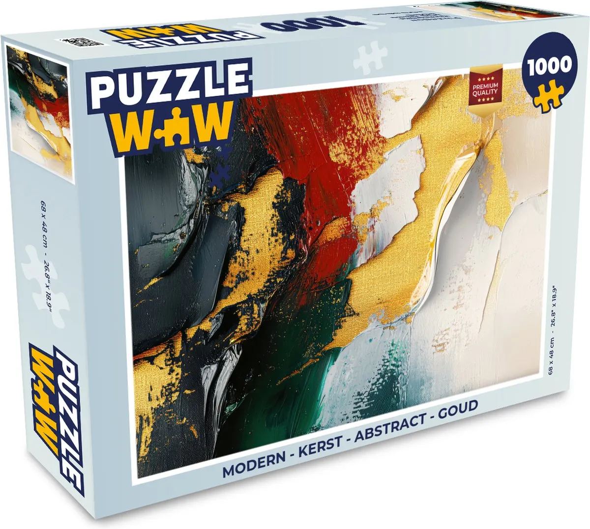 PuzzleWow Kerst Abstract Legpuzzel 1000 Stuks - Goud/Rood/ Groen