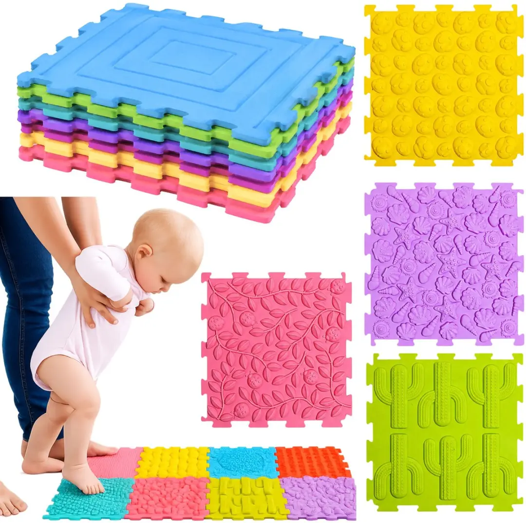 Sensorische siliconen puzzelmat Sensory Path Kleurrijk 25 cm 12 stuks.