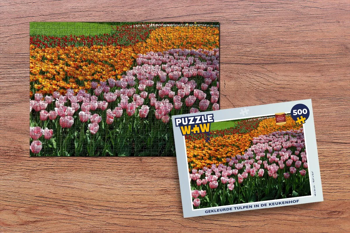PuzzleWow Legpuzzel Gekleurde Tulpen Keukenhof 500 Stuks - Multicolor