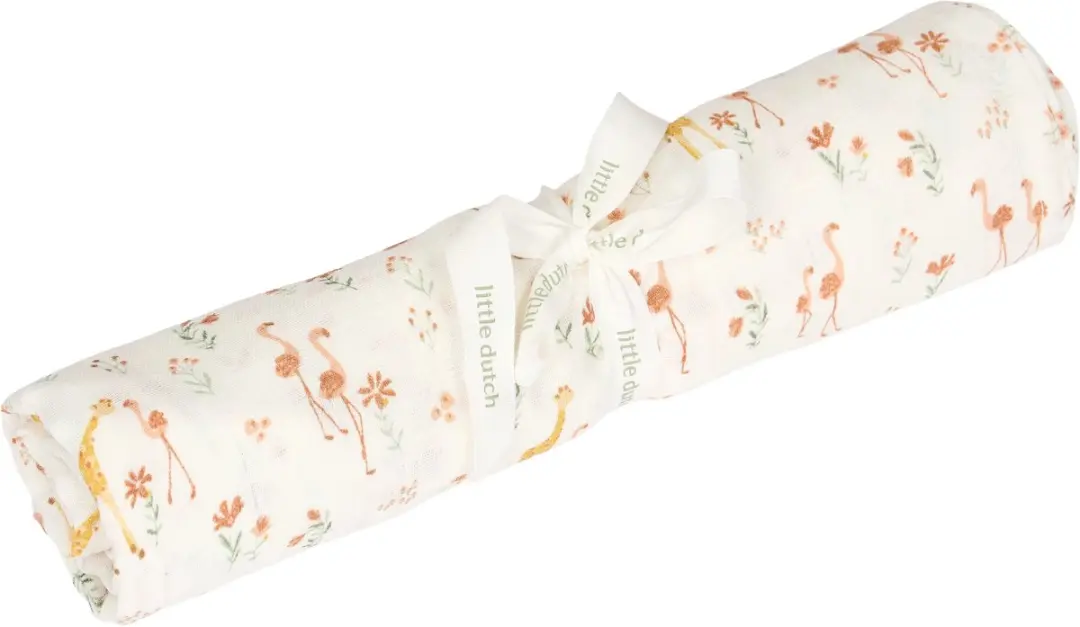 Little Dutch Blooming Safari Omslagdoek 120x120cm Roze - afbeelding 2 van 2