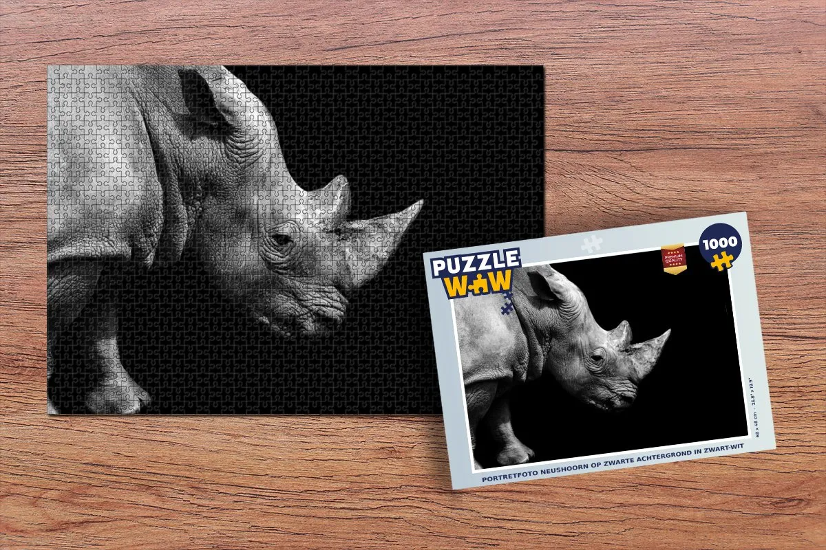 PuzzleWow Legpuzzel Neushoorn 1000 Stuks - Multicolor