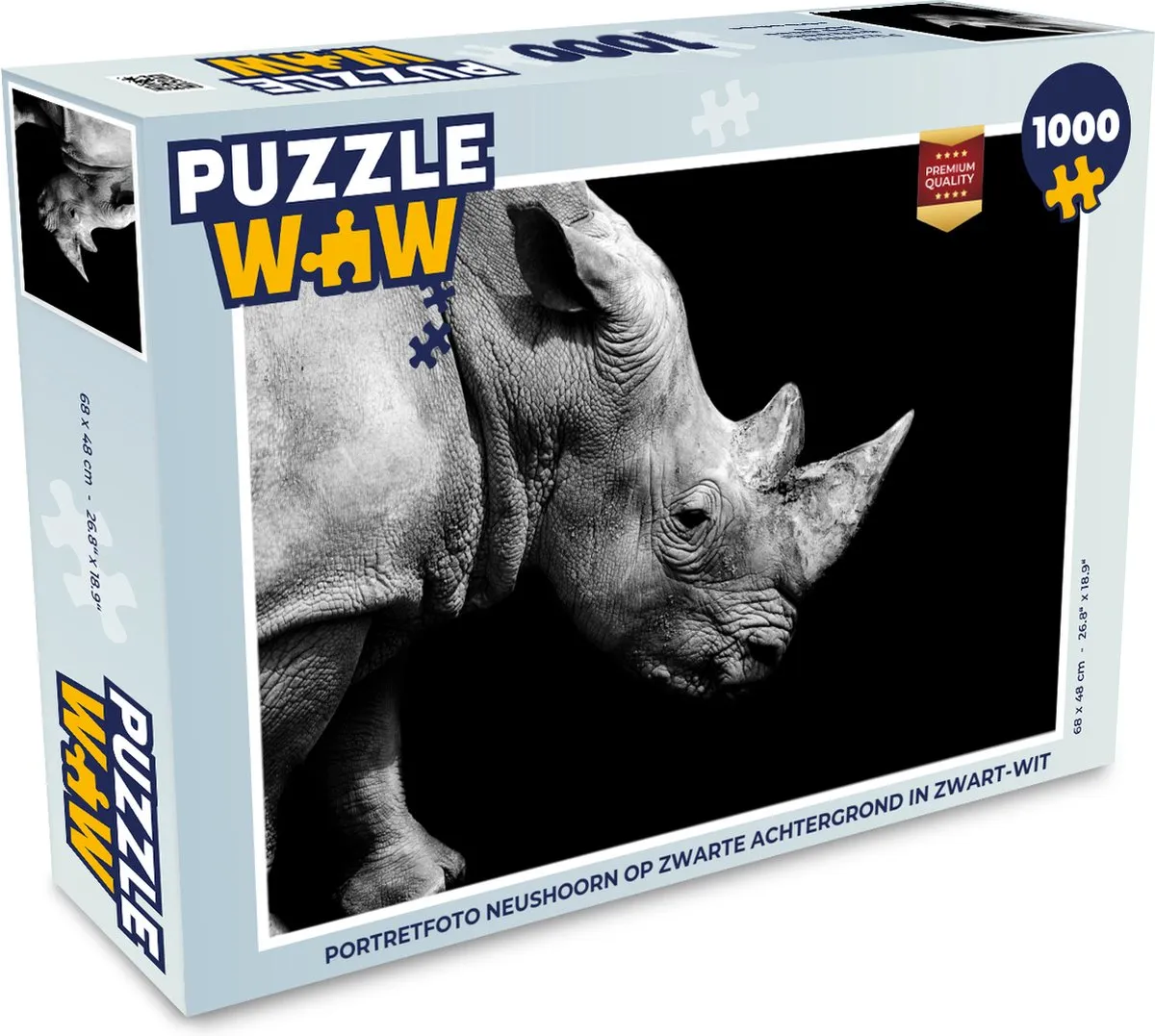 PuzzleWow Legpuzzel Neushoorn 1000 Stuks - Multicolor
