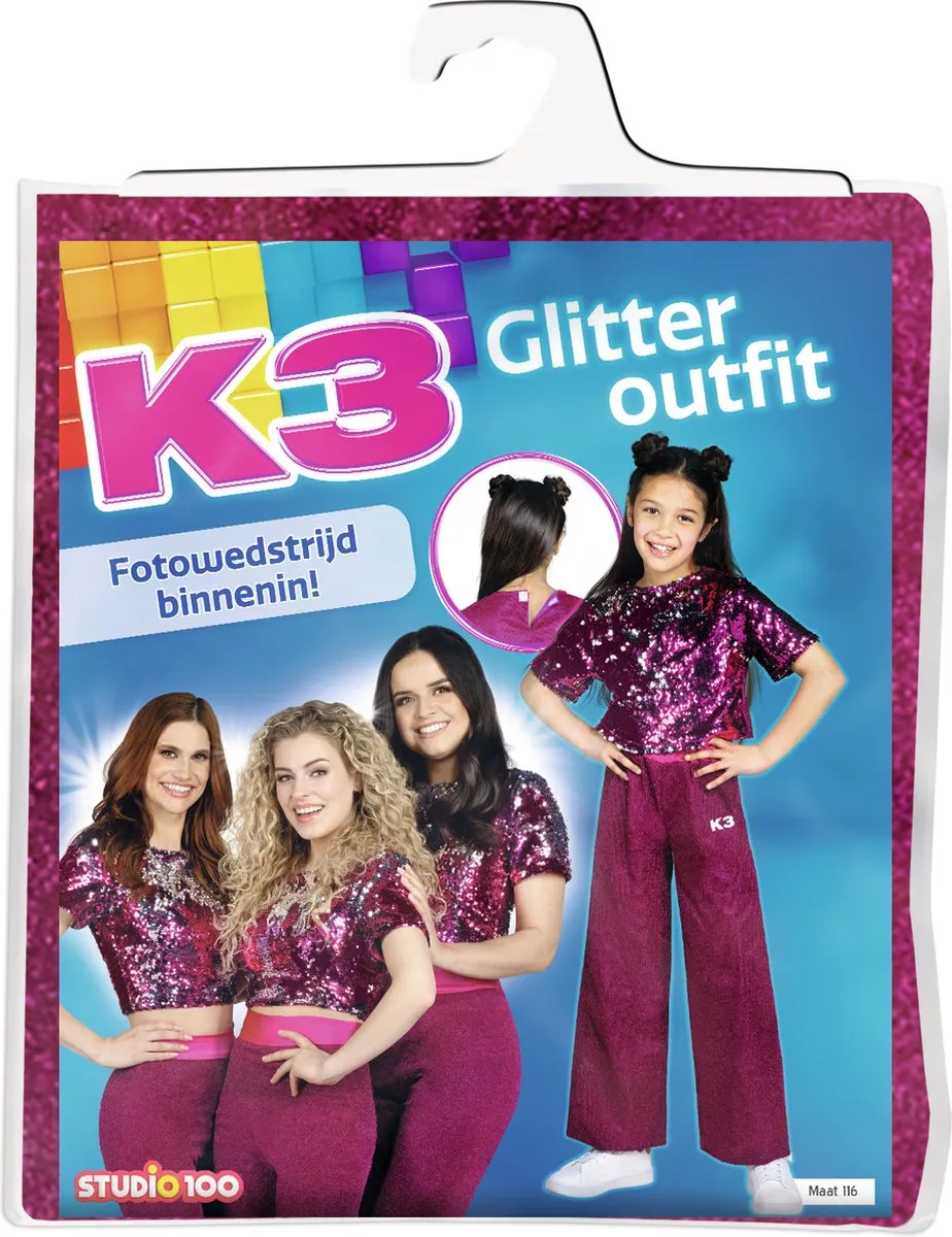 K3 Glitteroutfit Roze - Maat 116