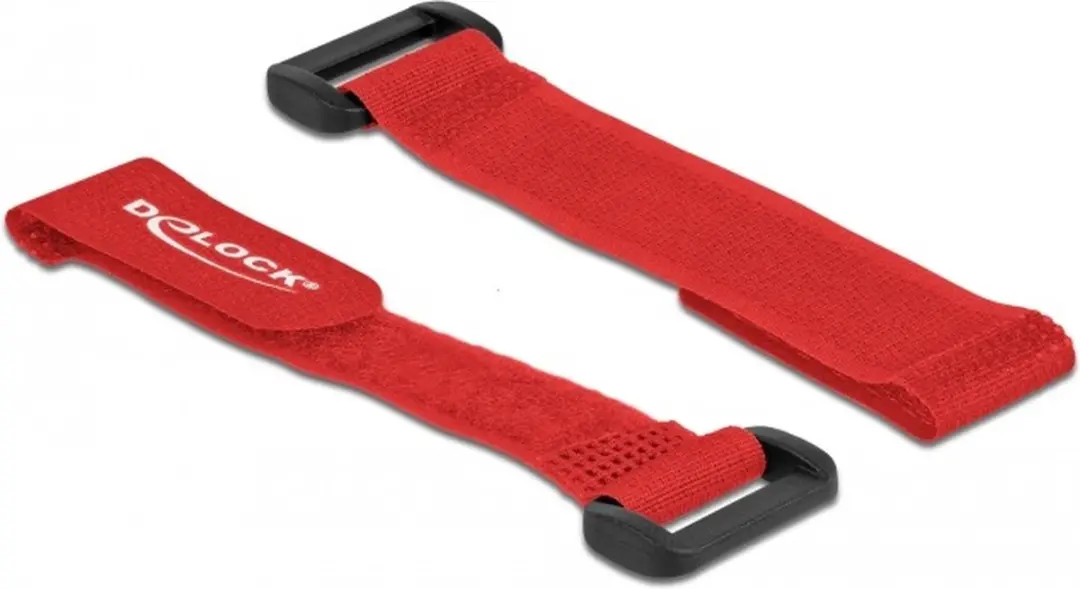 Delock Klittenband Kabelbinders 150x20mm - Rood - 5 Stuks - afbeelding 2 van 3