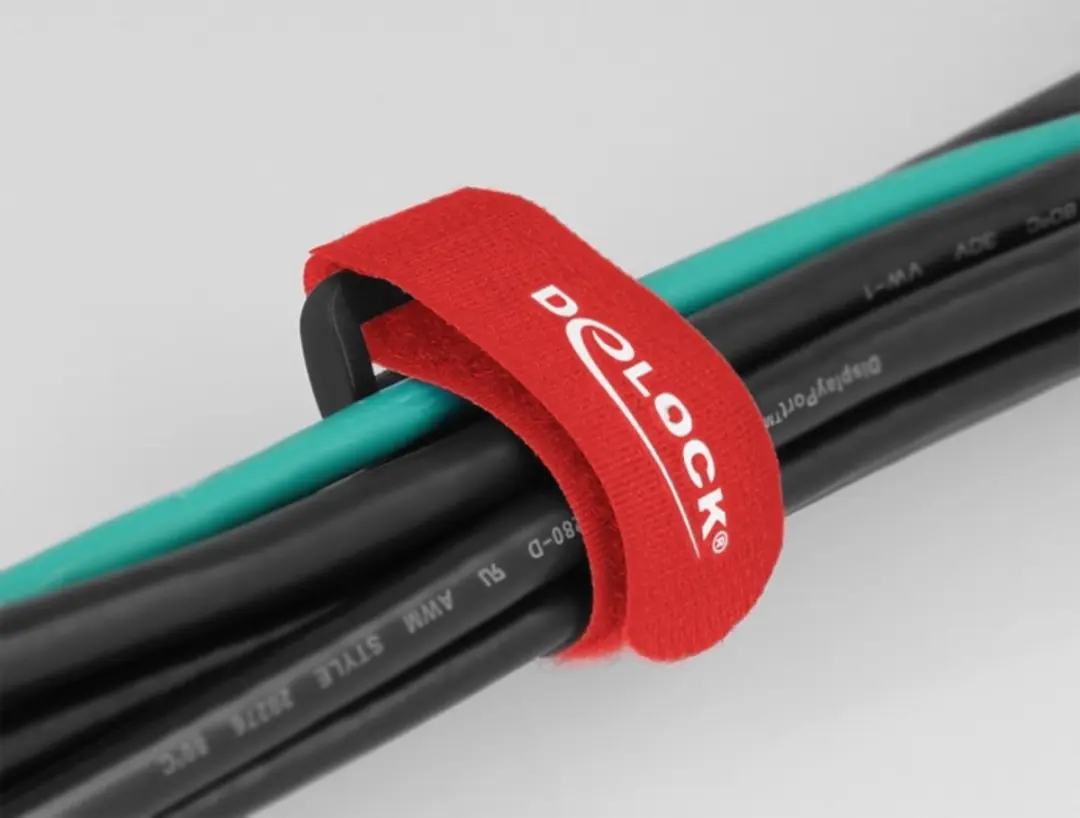 Delock Klittenband Kabelbinders 280x38mm Rood - 3 Stuks - afbeelding 2 van 3
