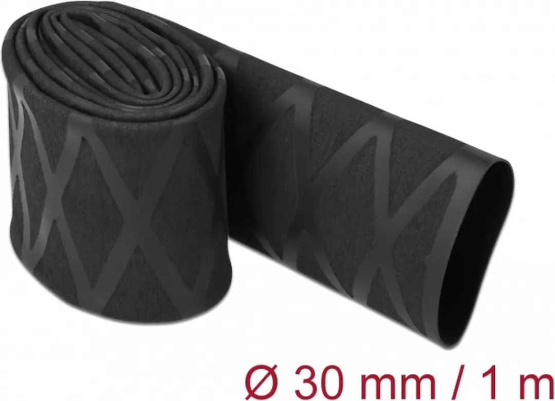 Delock Heat Shrink Tube X-pattern non-slip 1 m x 30 mm black