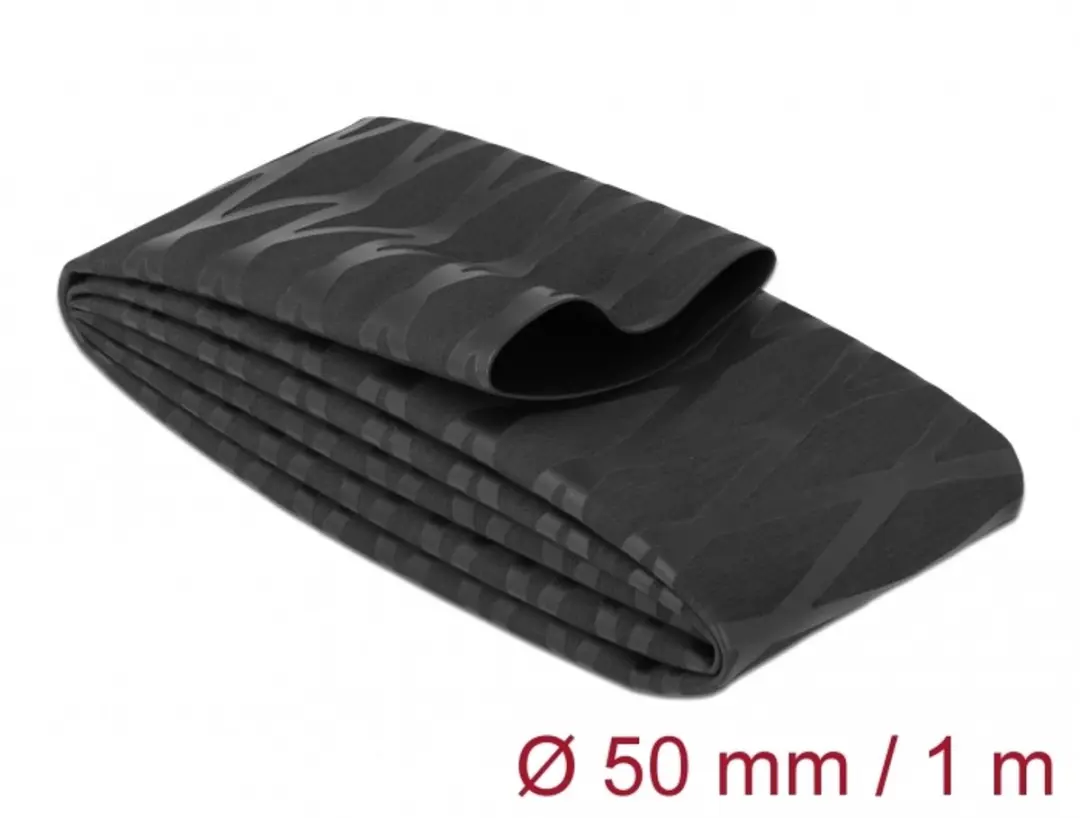 Delock Heat Shrink Tube X-pattern non-slip 1 m x 50 mm black