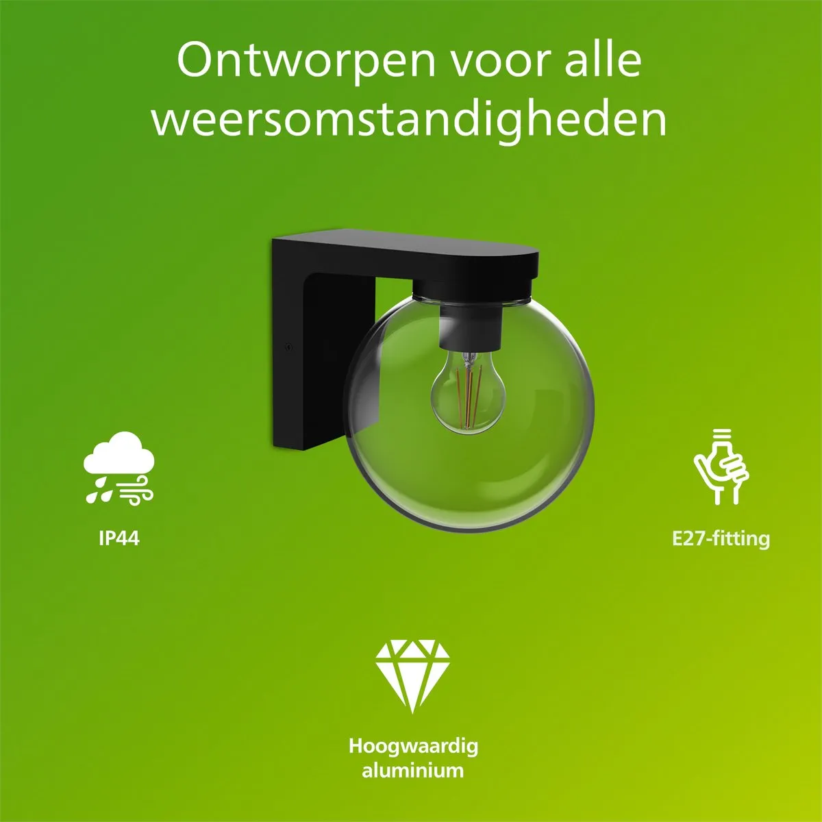 Philips Ulio Wandlamp E27 IP44 - Zwart