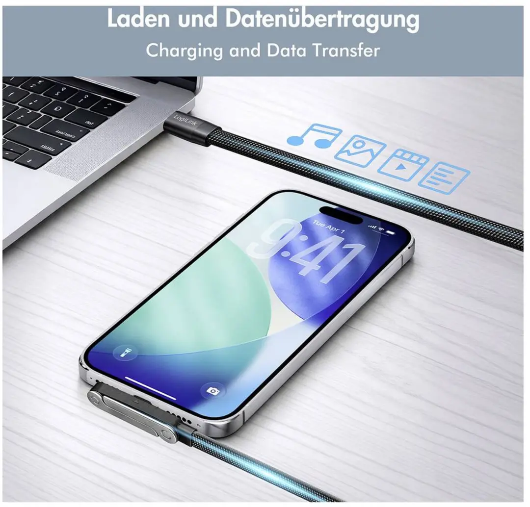 LogiLink CU0450 USB-C Kabel 240W PD 3.1 - 1.5m - Zwart - afbeelding 3 van 6