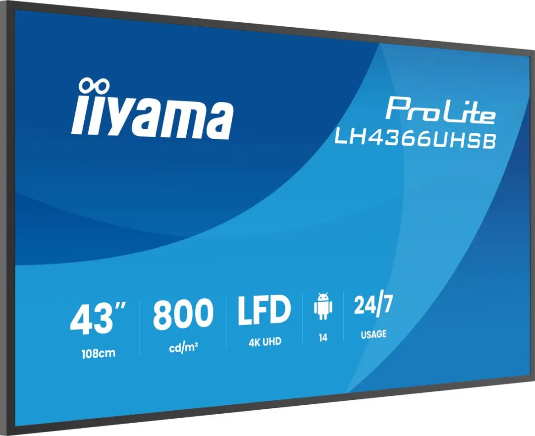iiyama ProLite LH4366UHSB-B1AG Digitale Signage 43" - 4K Zwart - afbeelding 5 van 6