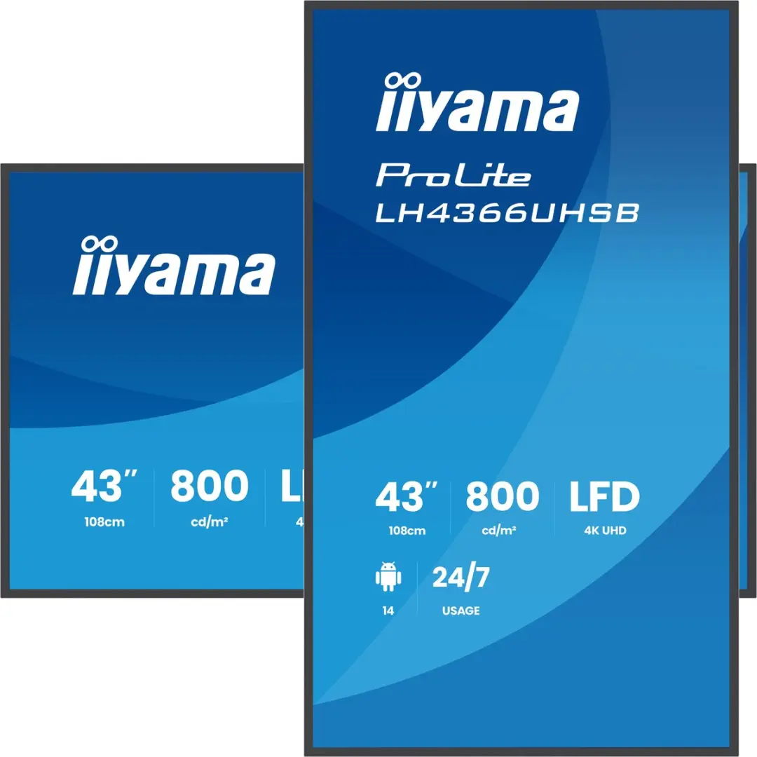 iiyama ProLite LH4366UHSB-B1AG Digitale Signage 43" - 4K Zwart - afbeelding 2 van 6