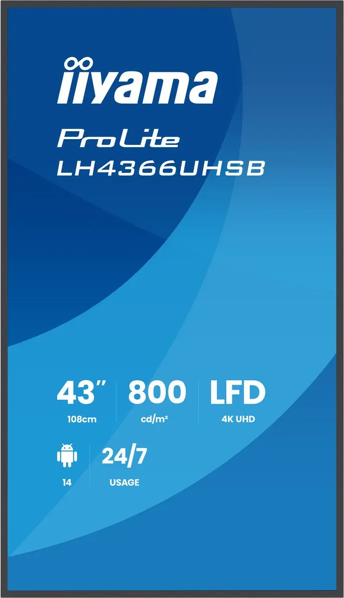 iiyama ProLite LH4366UHSB-B1AG Digitale Signage 43" - 4K Zwart - afbeelding 6 van 6