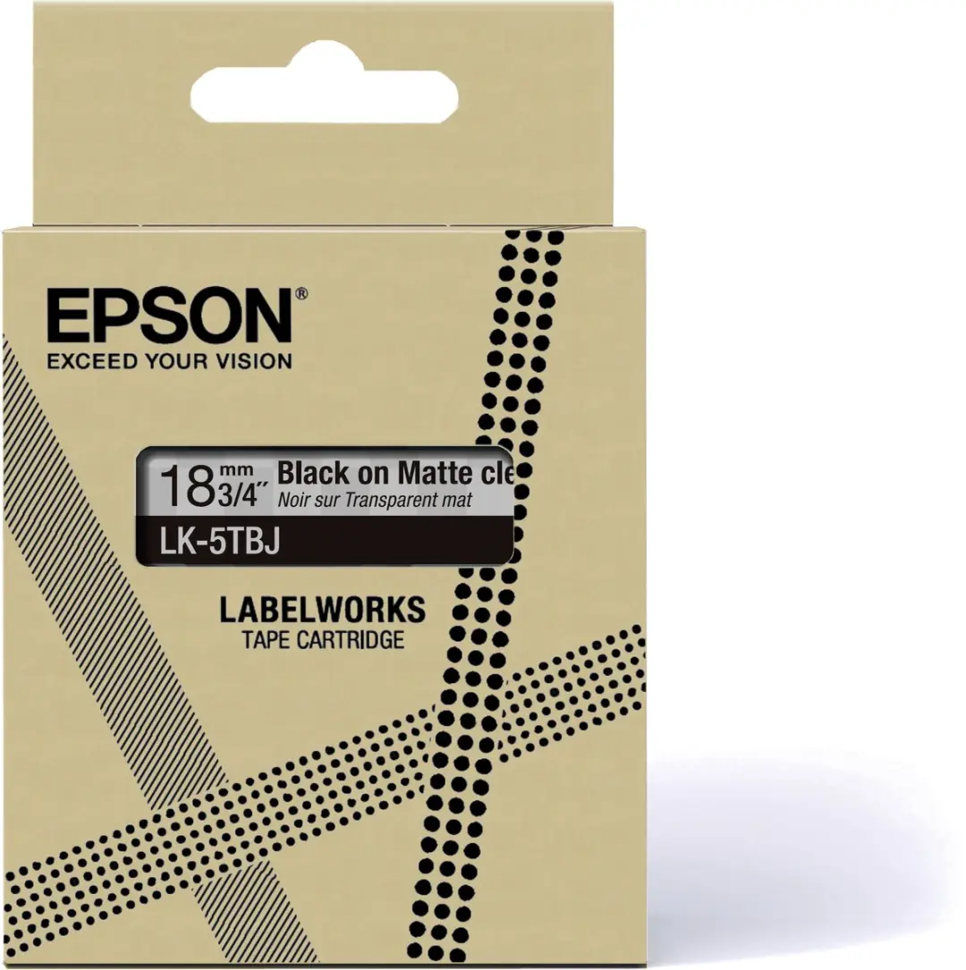 Epson LK-5TBJ Matte Tape - Clear/Black 18mm - afbeelding 3 van 3