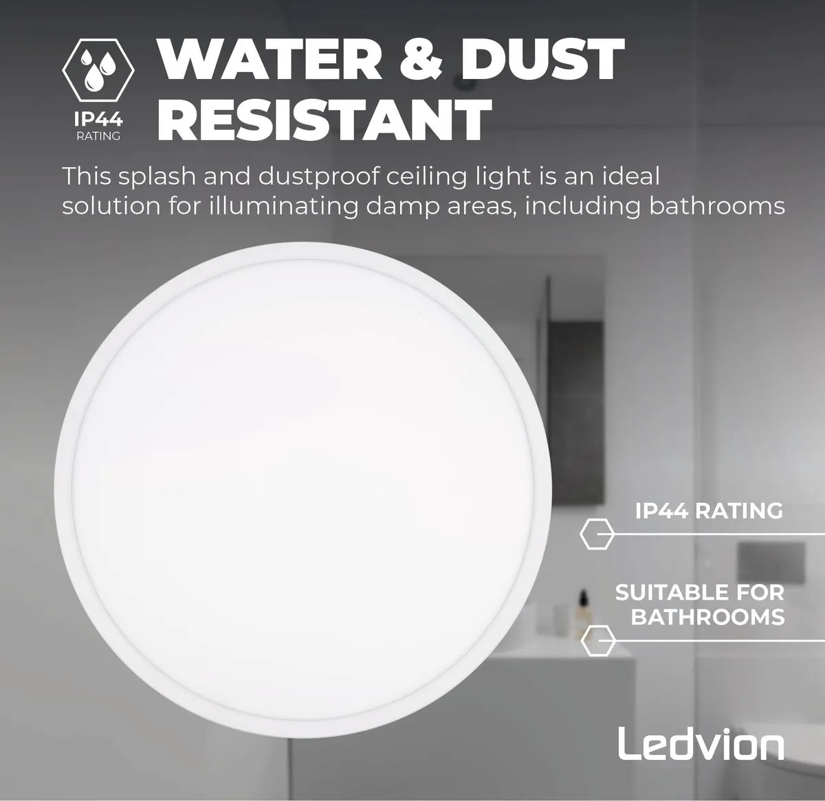LEDVION Plafondlamp Ø42cm 24W Warm Wit - IP44 - afbeelding 6 van 6
