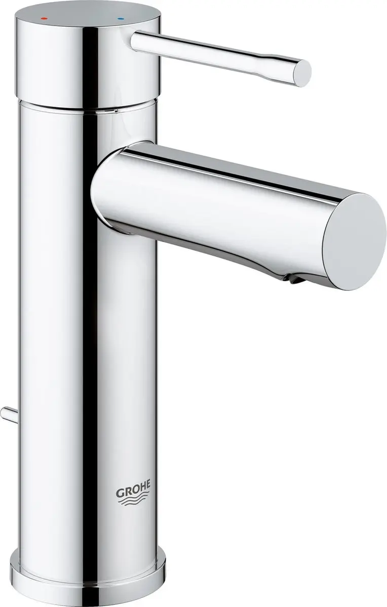 GROHE Essence New Wastafelkraan - lage uitloop - met trekwaste - chroom - Waterbesparend