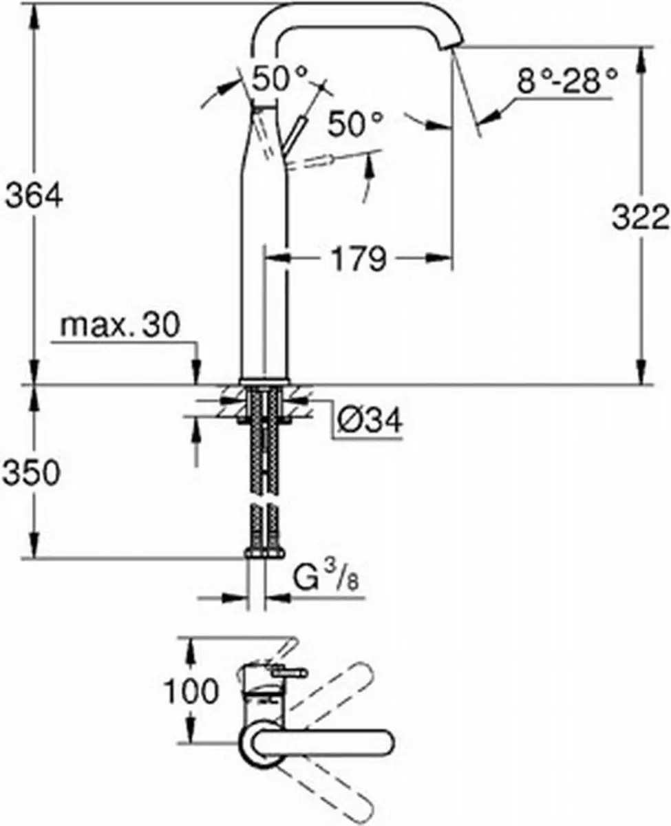 Grohe Essence New Wastafelkraan 32901001 - Chroom - afbeelding 3 van 6