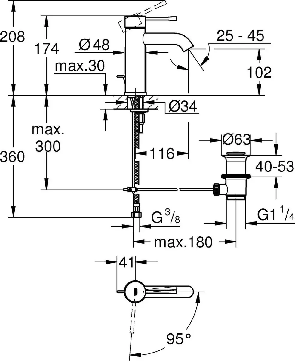Grohe Essence New Wastafelkraan 23591001 - Chroom - afbeelding 5 van 6