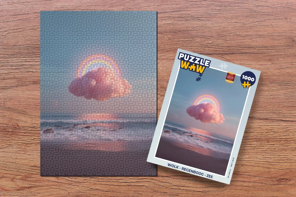 PuzzleWow Legpuzzel 1000 Stuks - Wolk Regenboog Zee