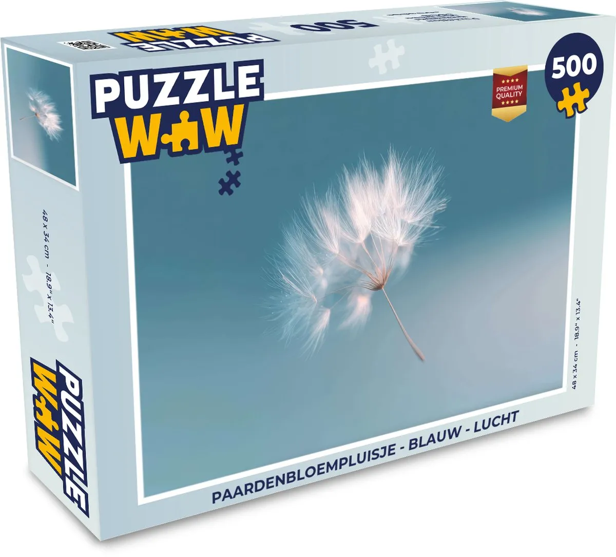 PuzzleWow Paardenbloempluisje Puzzel 500 Stuks - Blauw
