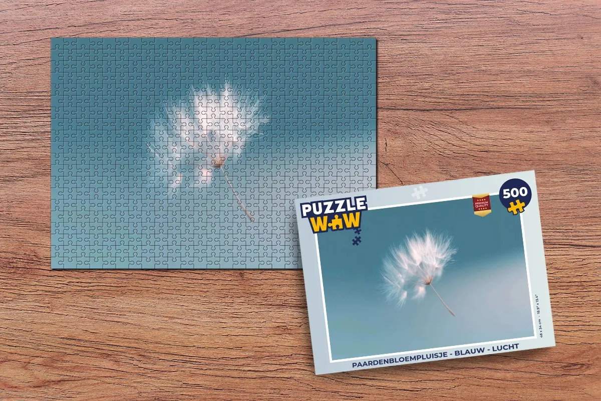 PuzzleWow Paardenbloempluisje Puzzel 500 Stuks - Blauw