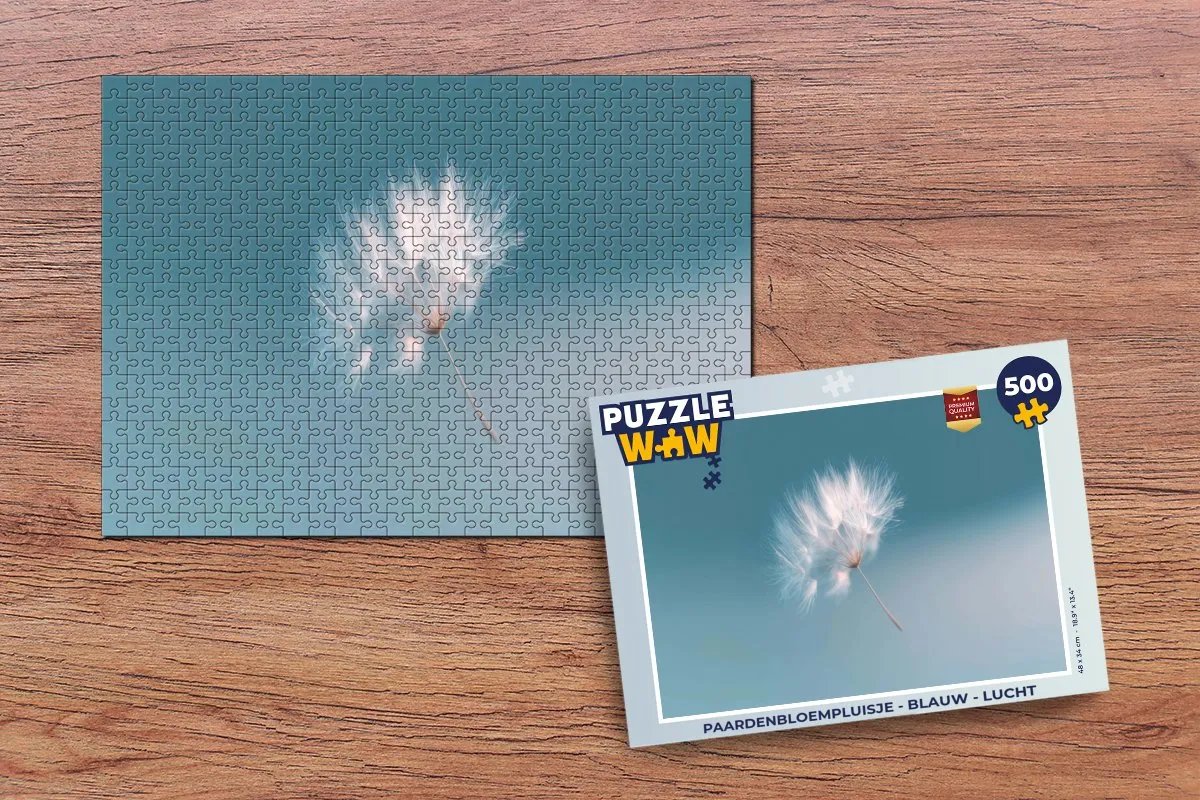 PuzzleWow Paardenbloempluisje Puzzel 500 Stuks - Blauw