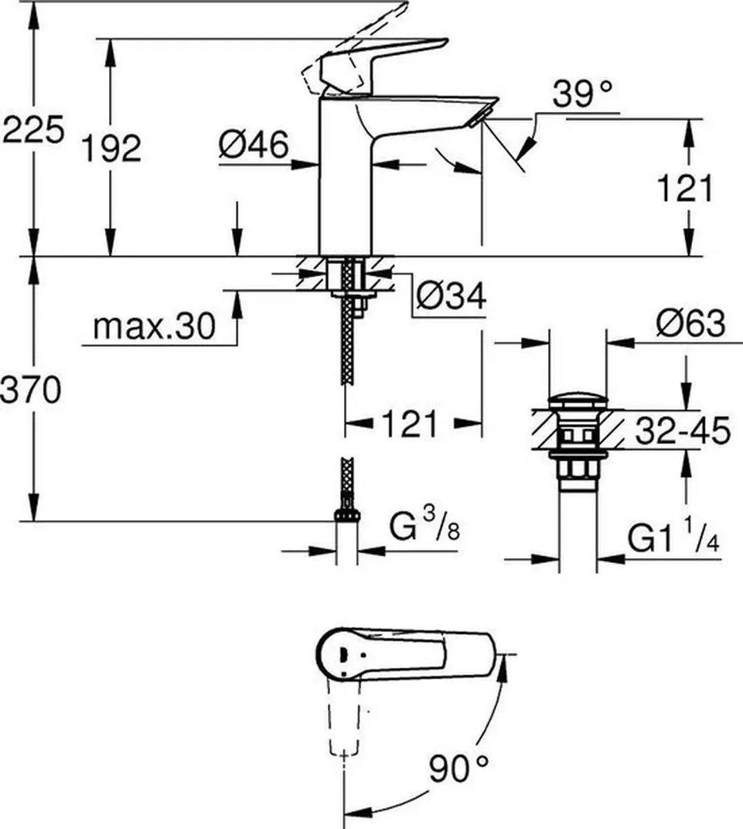 Grohe Start 23746002 Wastafelkraan - Chroom - afbeelding 3 van 6
