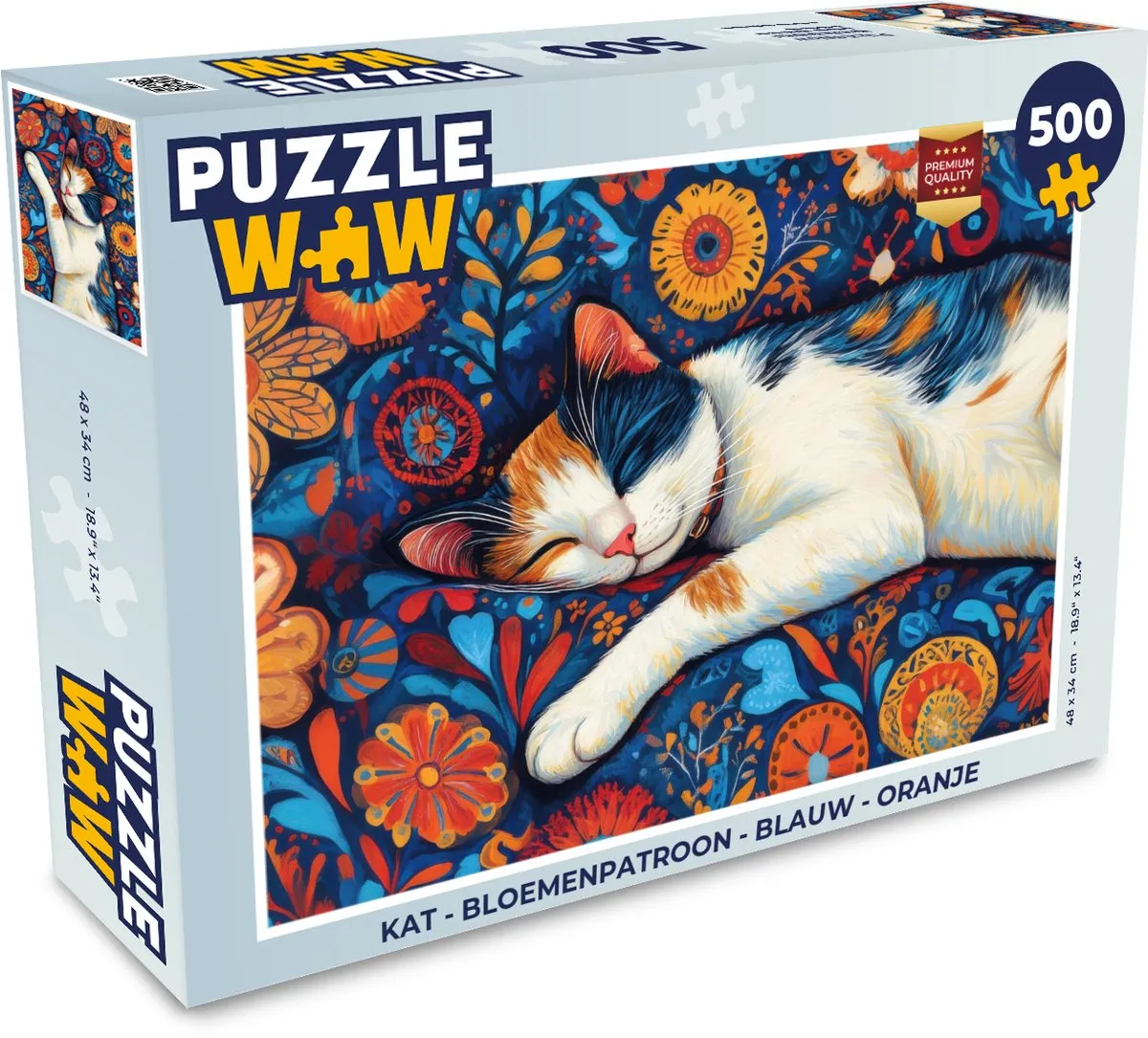 PuzzleWow Kat Bloemen Legpuzzel 500 Stuks