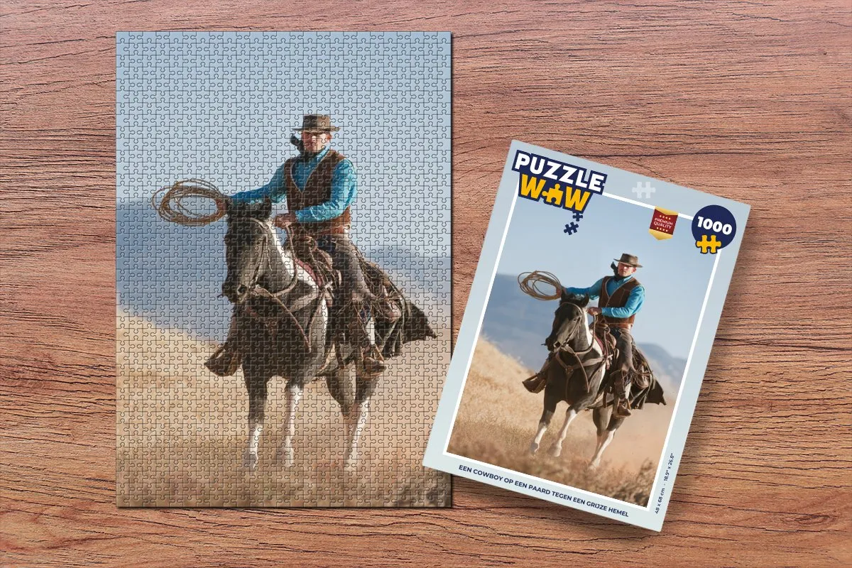 PuzzleWow Legpuzzel Een cowboy op een paard 1000 Stuks - Multicolor