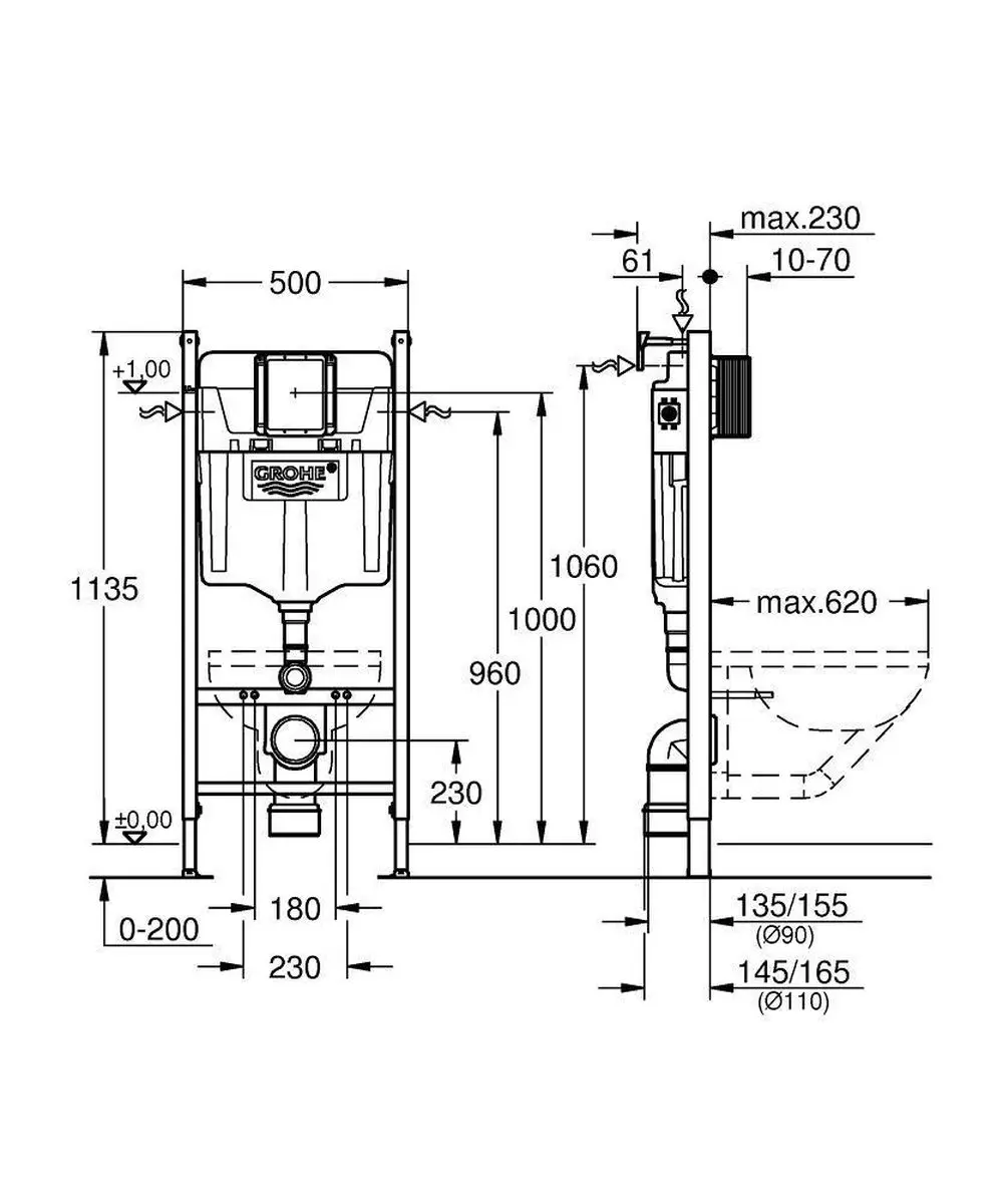 GROHE Solido QuickFix WC Inbouwreservoir 1,13m - afbeelding 4 van 4