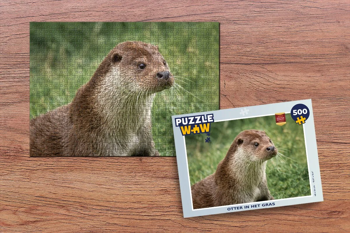 PuzzleWow Legpuzzel Otter in het gras 500 Stuks - Multicolor