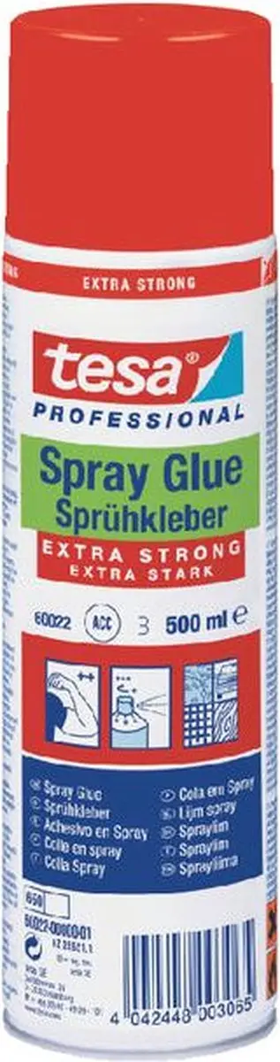 Lijm Tesa spray permanent extra strong 500ml