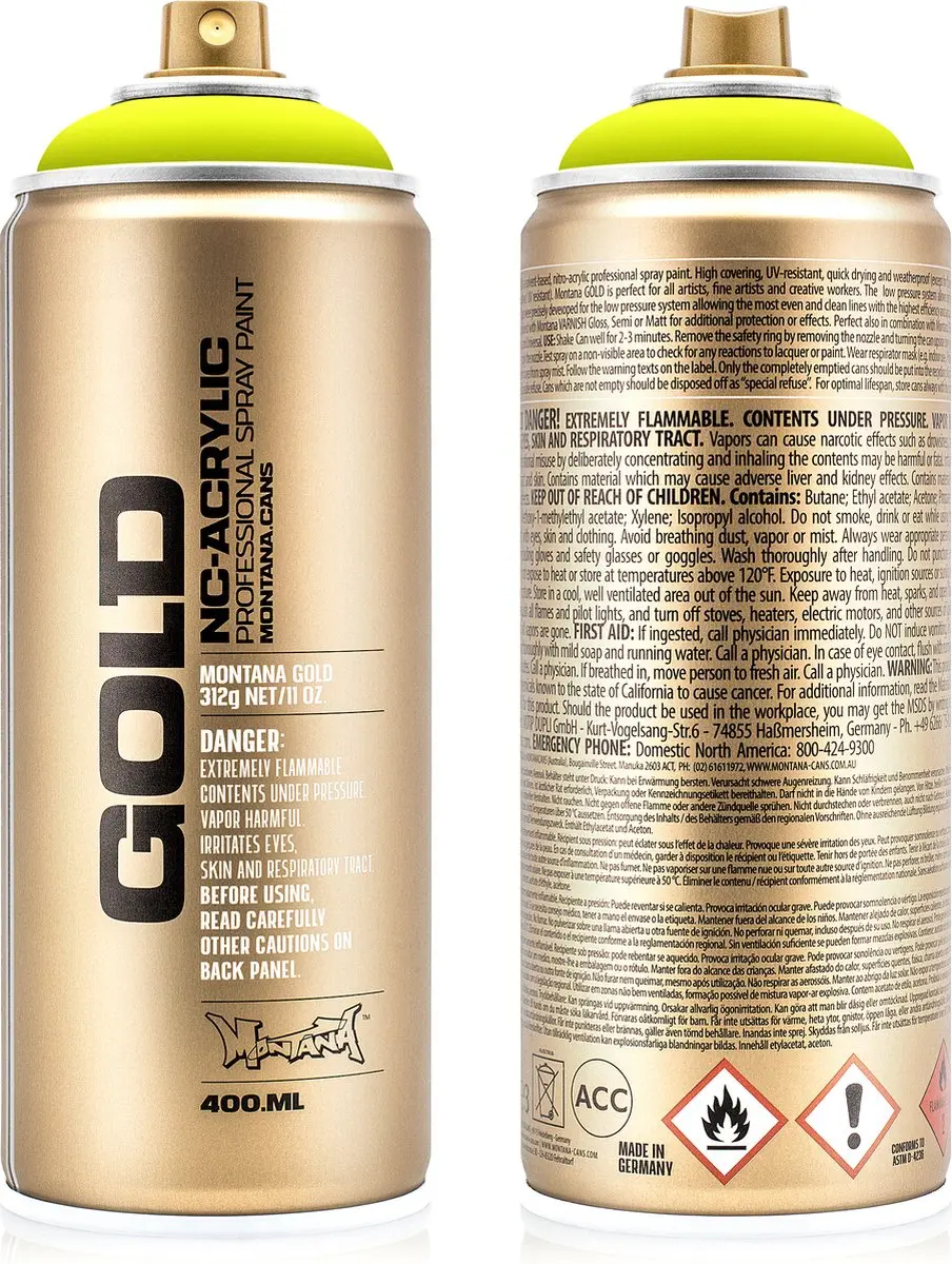 Montana GOLD Fluor Verf GEEL spuitbus 400ml