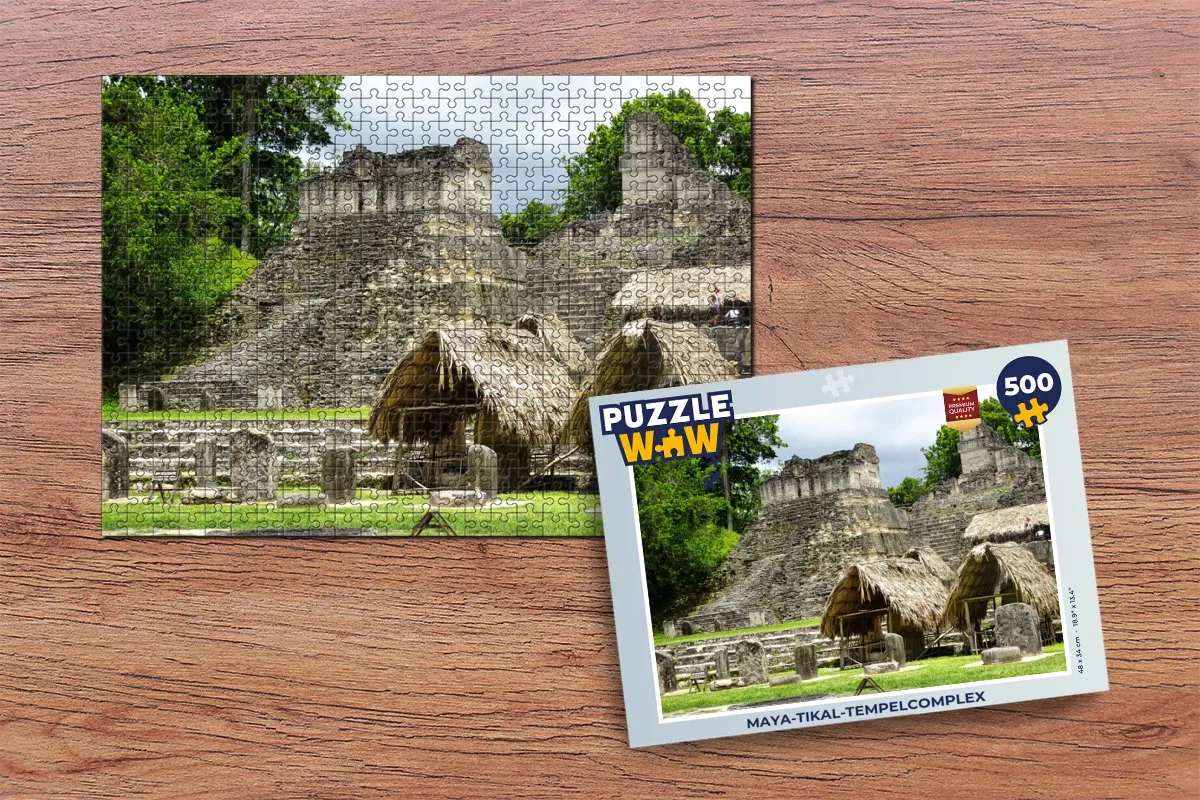 PuzzleWow Maya-Tikal Tempelcomplex Legpuzzel 500 Stuks - Multicolor