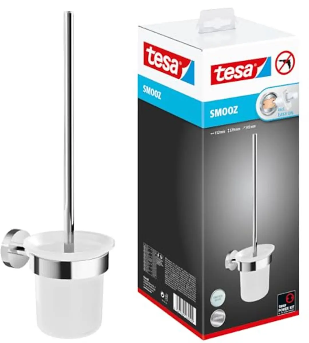 Tesa Smooz Toiletset - Satijn Glas/Chroom RVS - afbeelding 3 van 6