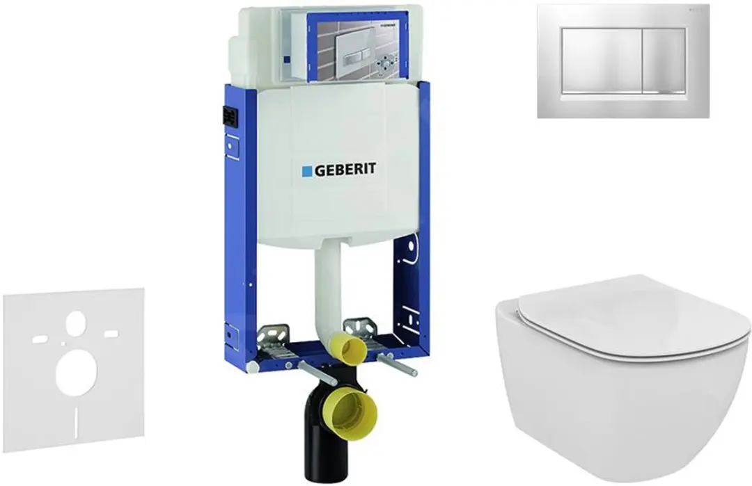 Inbouwreservoir voor hangend toilet met SIGMA30 bedieningsknop, mat chroom/chroo