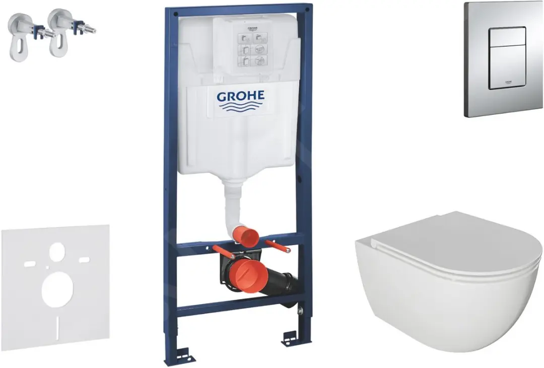 Voorwand montageset, Oudee toilet en softclose zitting, Skate Cosmopolitan bedie