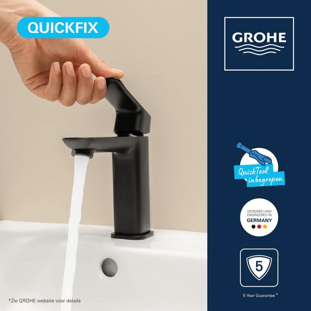 GROHE Dice Wastafelmengkraan 1018332430 - Mat Zwart - afbeelding 3 van 6